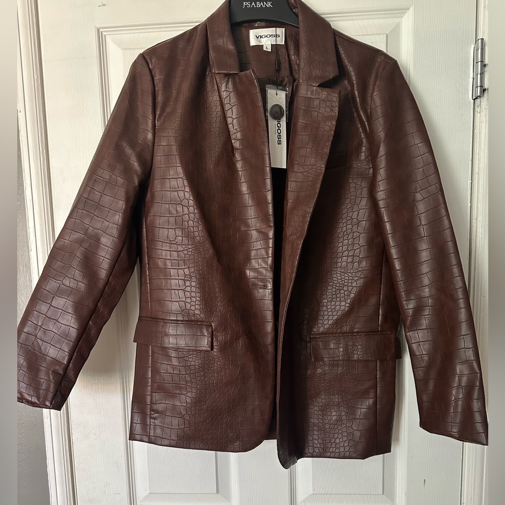 VIGOSS Maroon leather blazer